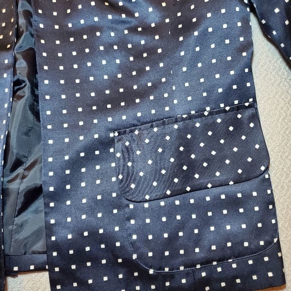 PENDLETON Blue Blazer with White Square Dots Size 6 - Picture 3 of 4